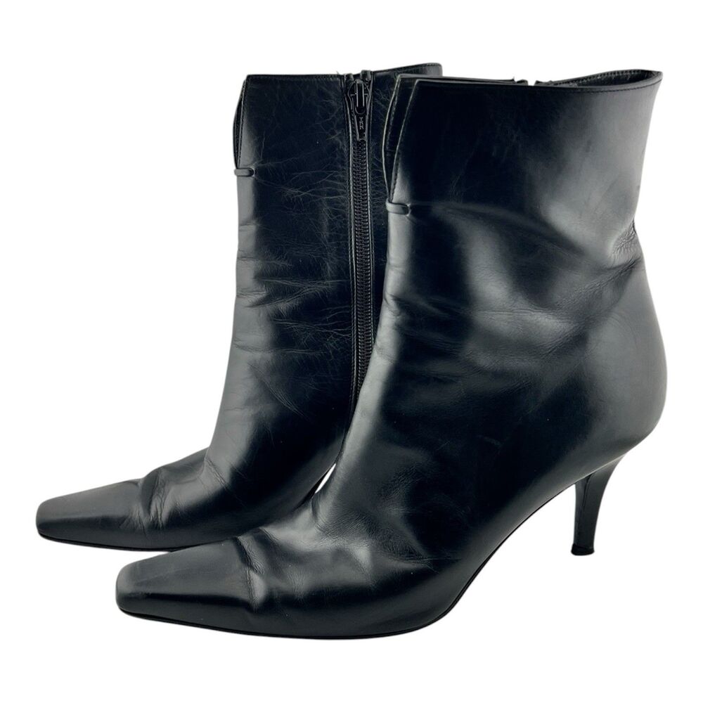 Stuart Weitzman Y2K Very Dark Brown Leather Pointed Toe Ankle Boots Stiletto 8B